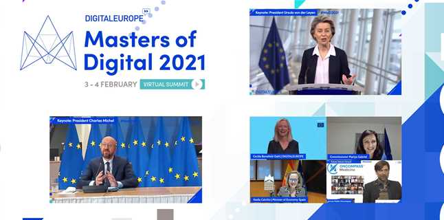 President Charles Michel and President Ursula von der Leyen speak at Masters of Digital 2021